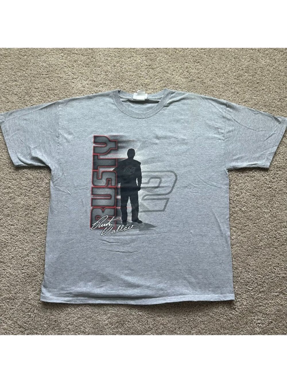 Vintage Y2K NASCAR Rusty Wallace T-Shirt Gray XL Miller Lite Racing Streetwear